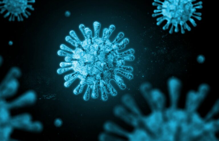 Illustration of blue Corona virus. 3d corona virus background.