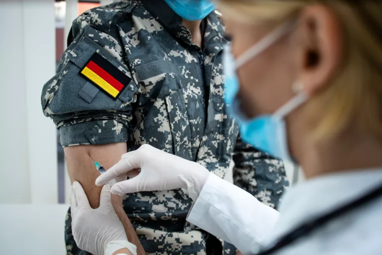 German,Soldier,Getting,Vaccine,Shot,During,Corona,Virus,Pandemic
