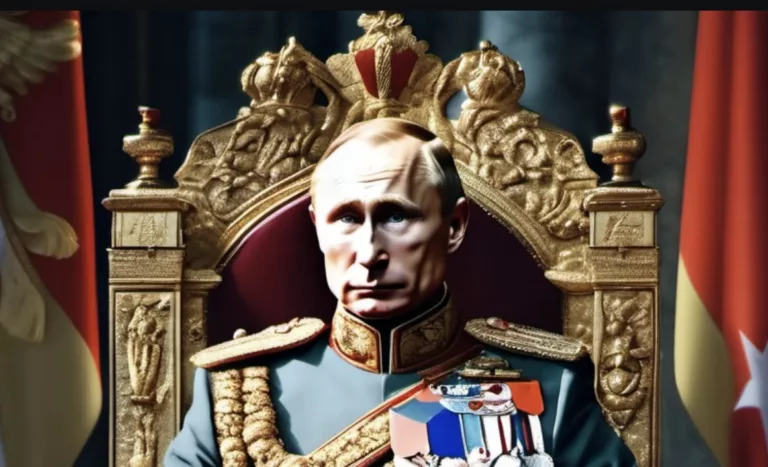 Fiktiver Putin auf dem Thron