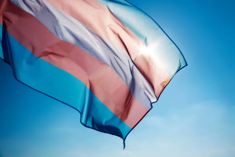 Nahaufnahme einer Transgender-Pride-Flagge
