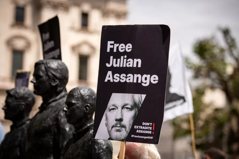Free Julian Assange Protest auf dem Parlamentsplatz (Symbolbild)