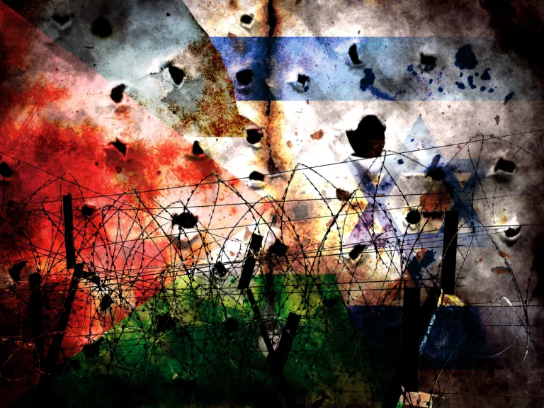 Concept Illustration zum Konflikt zwischen Palästina und Israel