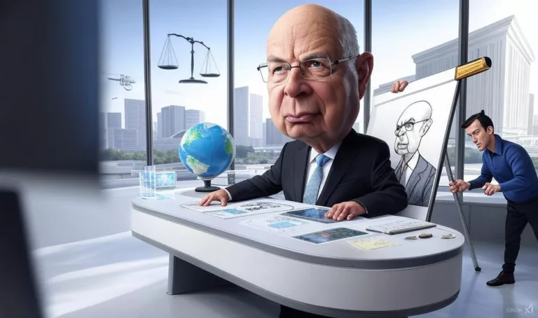 Der Comiczeichner und Klaus Schwab