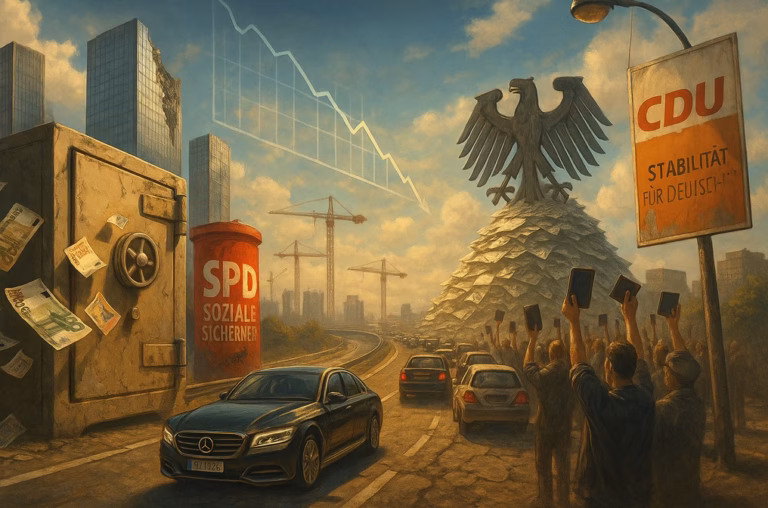 SPD und CDU im Rückspiegel: Vollgas Richtung Haushaltskollaps